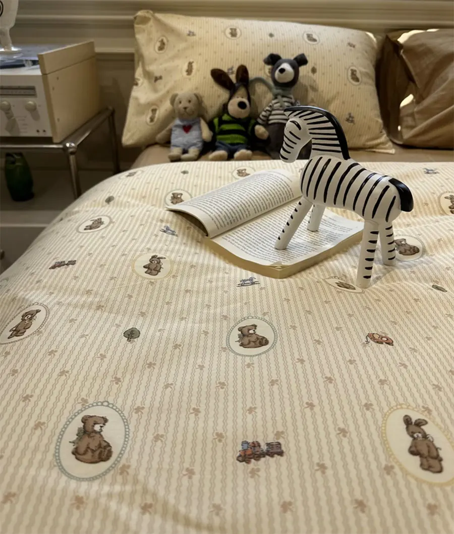 Винтажная Милая полоска в виде медведя двойная полноразмерная симпатичная Ретро