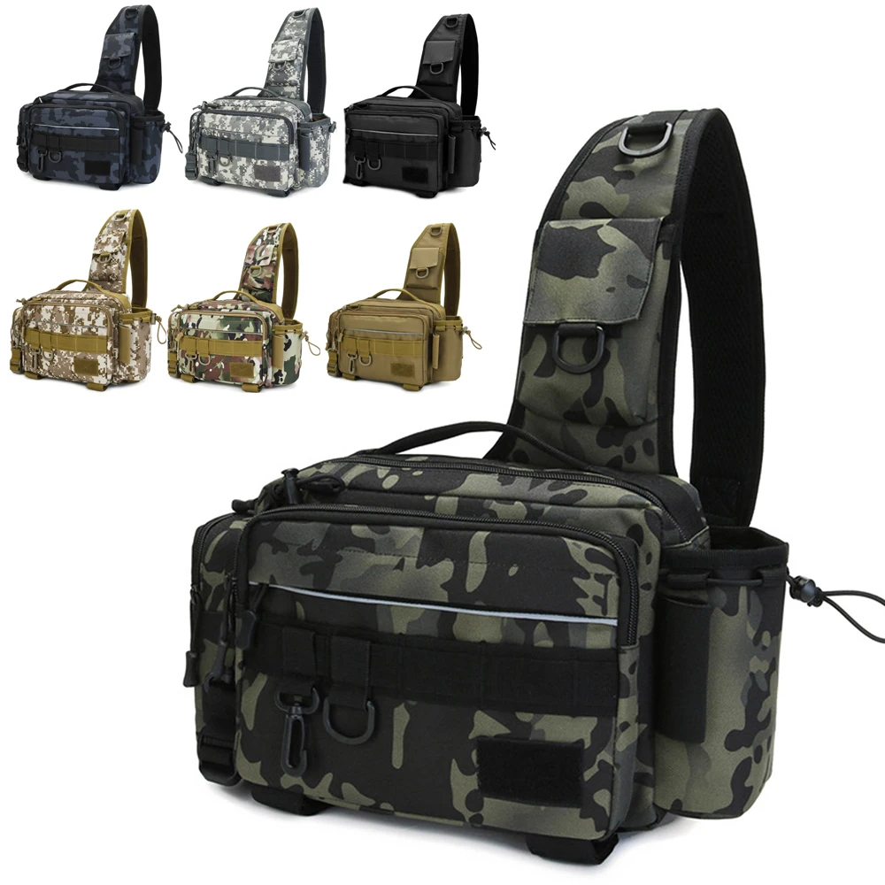 

Outdoor Fishing Tackle Bag Multifunctional Water-resistant Fishing Sling Pack Waist Bags Reel Lure Storage Organizer Bag