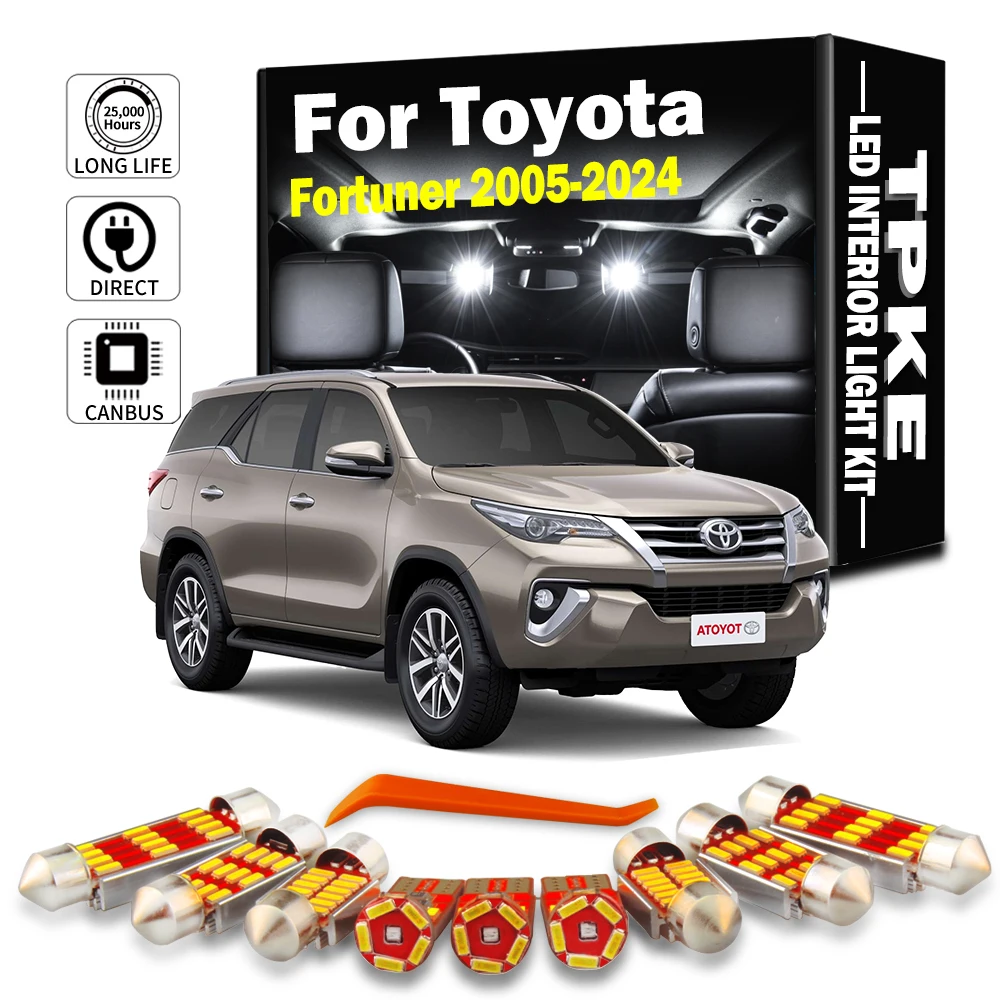 Oświetlenie wewnętrzne LED TPKE do Toyota Fortuner MK1 MK2 N5 N6 N15 N16 2005-2020 2021 2022 2023 2024 Akcesoria Lampa kopułkowa z mapą