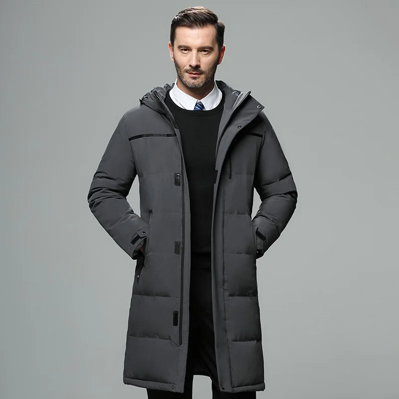 -20 Degree Winter Men's Warm White Duck Down Jacket M-4XL Oversized Thicken Hooded Windbreaker Male Casual Long Down Coats Veste