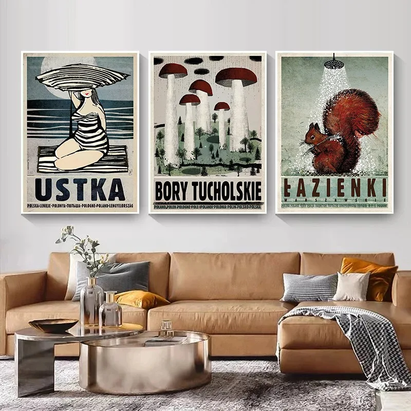 Винтажные постеры для женщин с изображением польского города гор моря и животных