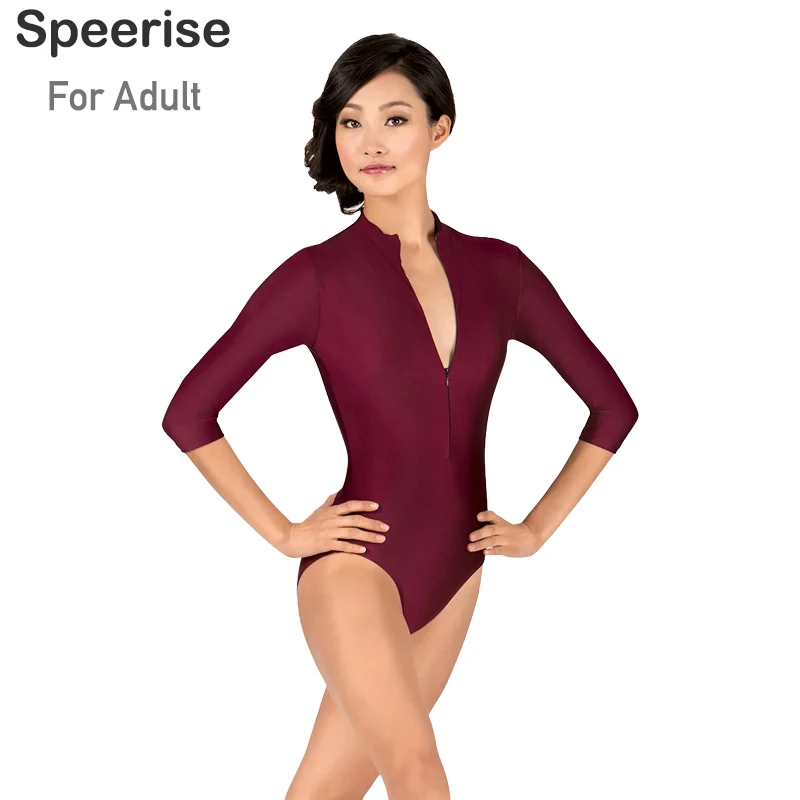 Черные балетные костюмы для взрослых 1/2 с длинным рукавом трико женщин