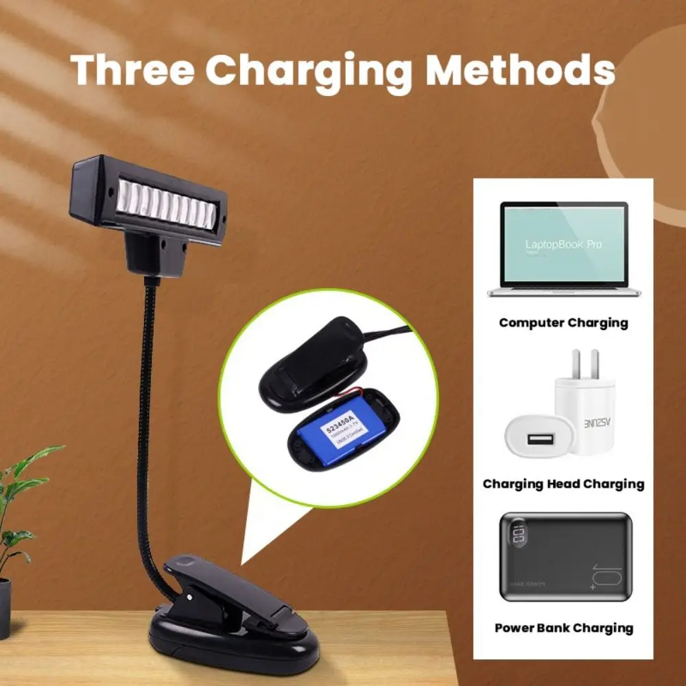 Прочный черный светодиодный светильник с 10 лампами портативная лампа для нот USB