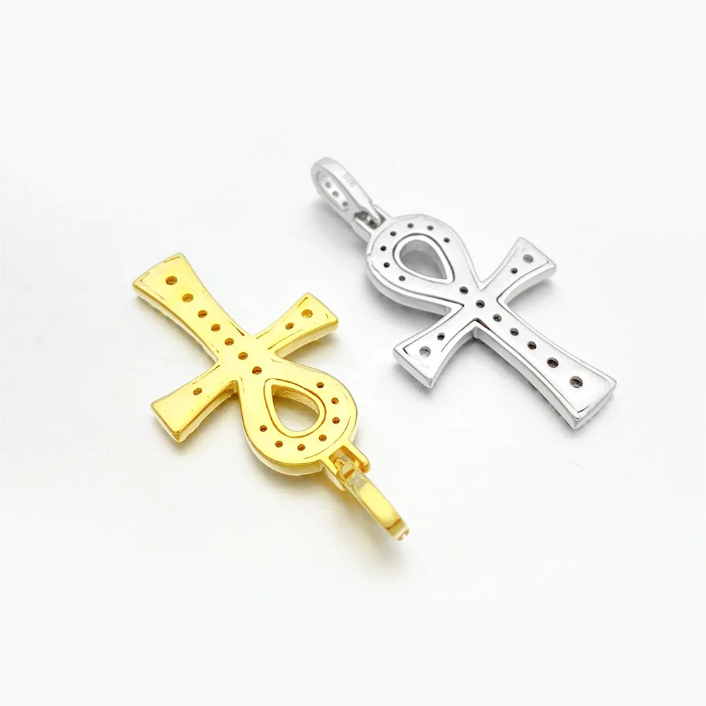 Moissanite Diamond Cross Pendant Necklaces For Men Women S925 Silver Sweater Chain Jewelry Pass Tester With GRA
