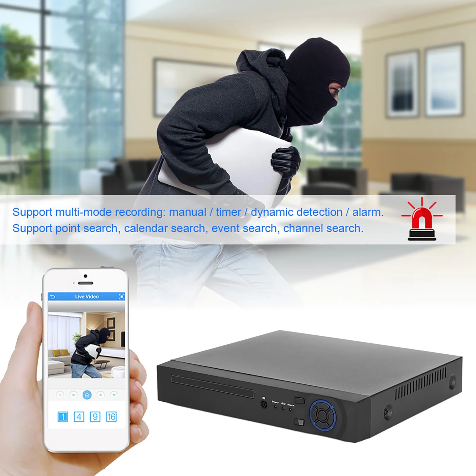 5MP HD 9CH H.265 NVR Сетевой цифровой сетевой видеорегистратор с жестким диском для ONVIF