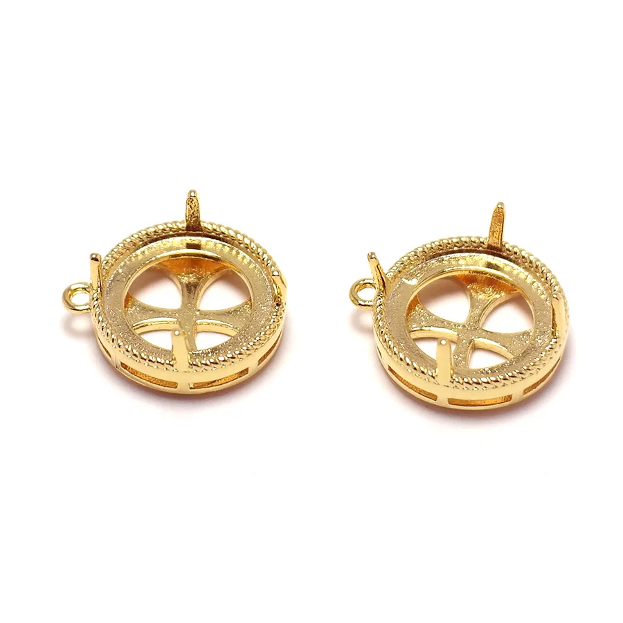 

2pcs Round Earring Charms,Gold Plated Brass Pendant,Disc For Natural Stone Pearls Beads,13.5x11.9mm,Jewelry Necklace Making,2pcs
