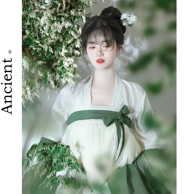 

Chinese Women's Fashion in 2022 Tang Dynasty Traditional Long Skirt Plain and Fresh Cosplay Stage Performance Folk Dance Green