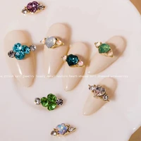 10pcbag crystal heart alloy nail art decoration korean love claw rhinestone charms cat eye stone gems metal fingertips ornament