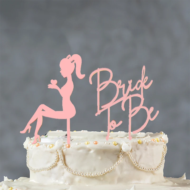 

1set Rose Gold Bride To Be Party Acrylic Cake Topper Bridal Shower Hen Bachelor Party DIY Cake Decor Wedding Decoration