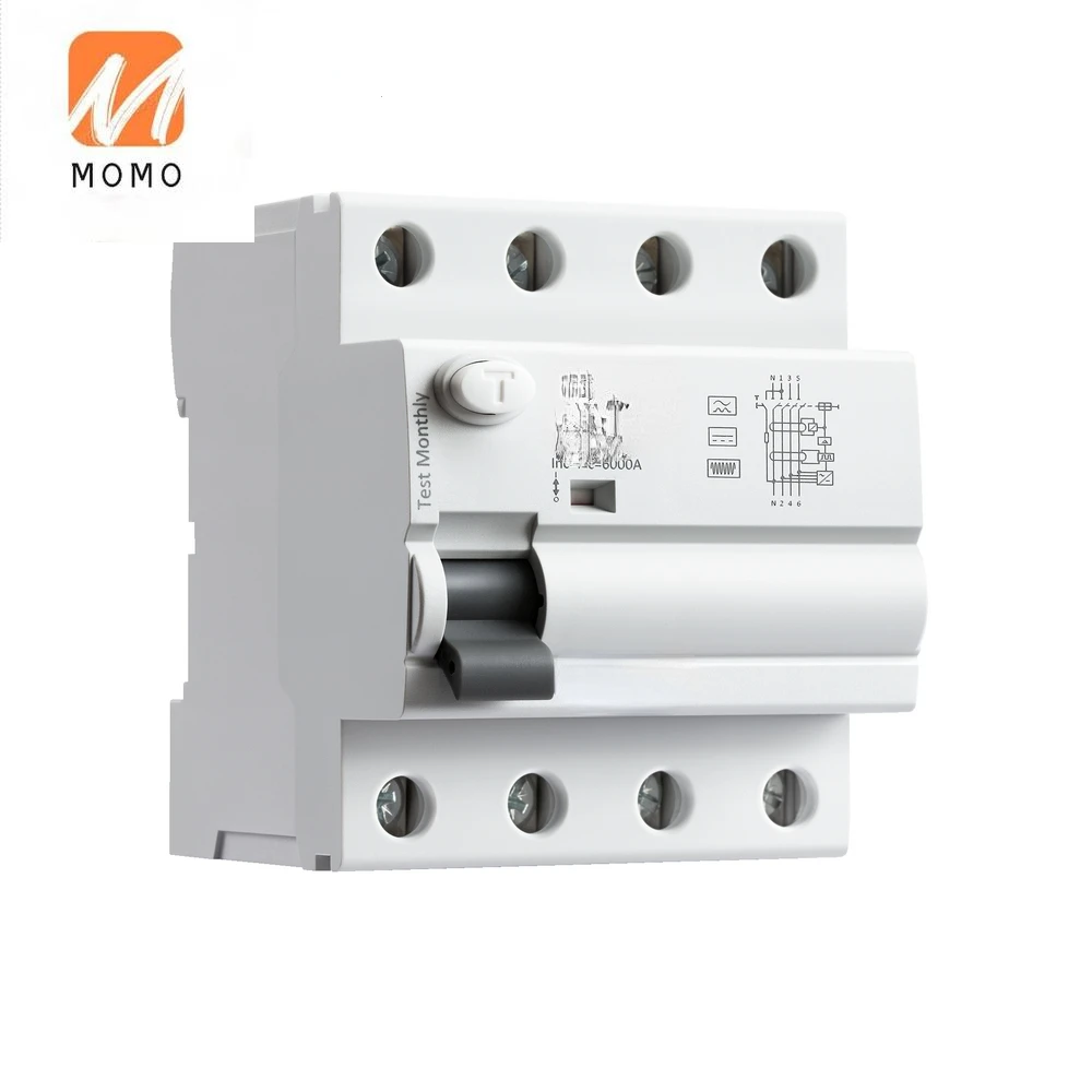4-полюсный автоматический выключатель утечки на землю ELCB DC RCD 4P 40A 63A 30mA