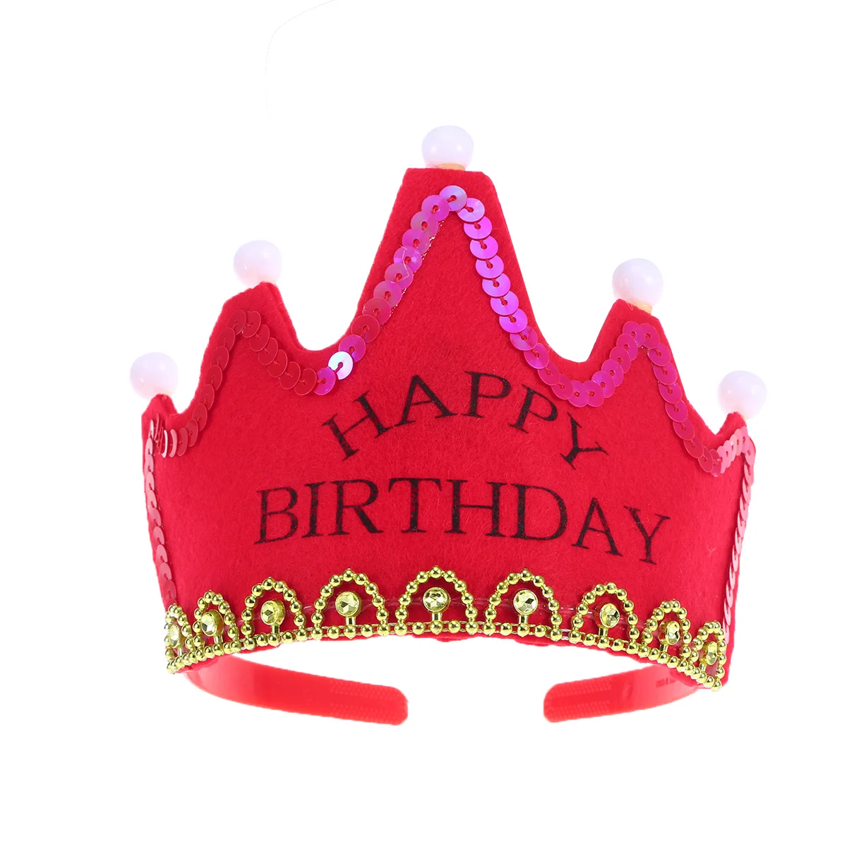

LED Light Birthday Party Hats Crown King Birthday Party Caps for Kids ) - Red Color