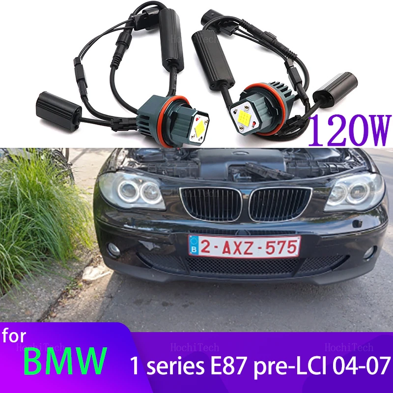 

for BMW 1 series E87 116i 116d 118i 118d 120i 120d 130i pre-LCI 04-07 120W LED Angel Eyes Light Halo Ring Headlight Canbus