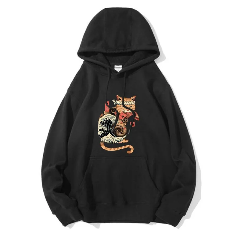 

Мужская толстовка, Высококачественная осенне-зимняя хлопковая смешная Толстовка с принтом кота, качественные пуловеры, мужская Толстовка