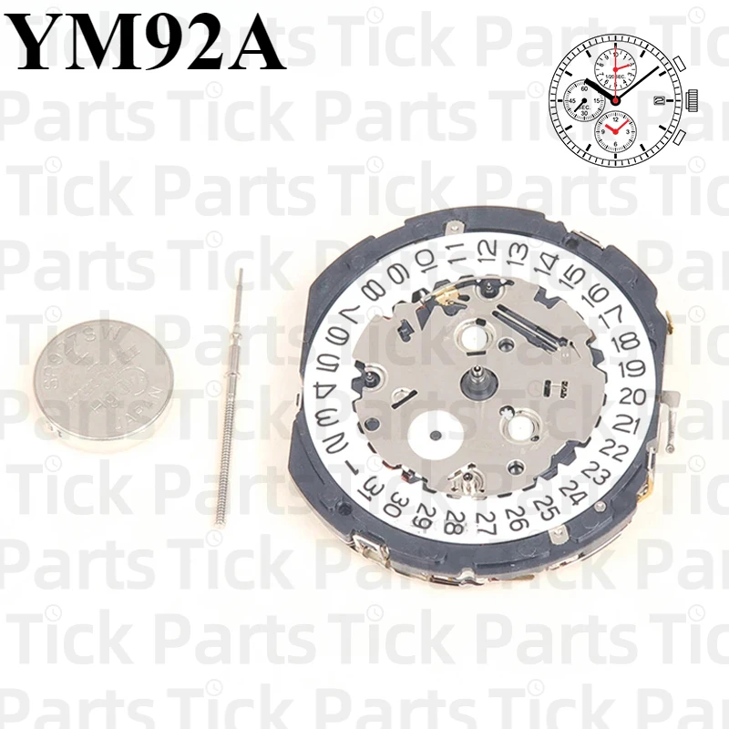 YM92 Movement Japan Epson Ym92a Small Hands At 6.9.12 Analog Quartz 12''' Center Second Chronograph