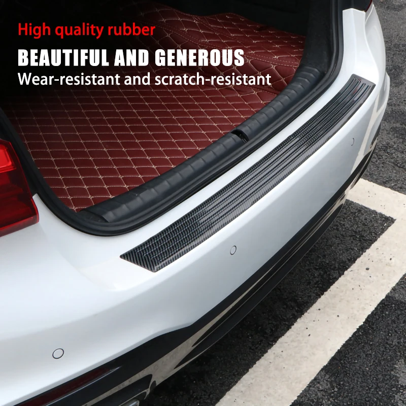

Universal 104/90cm Car Trunk Door Sill Plate Protector Rear Bumper Guard Rubber Mouldings Pad Trim Cover Strip carbon fiber