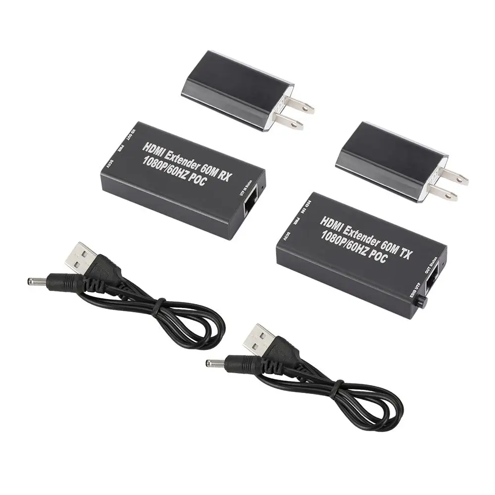 

1080p HDMI-совместимый удлинитель 3D HDMI-совместимый передатчик приемник усилитель сигнала RJ45 Lan конвертер 60 м Оптовая Продажа Новинка