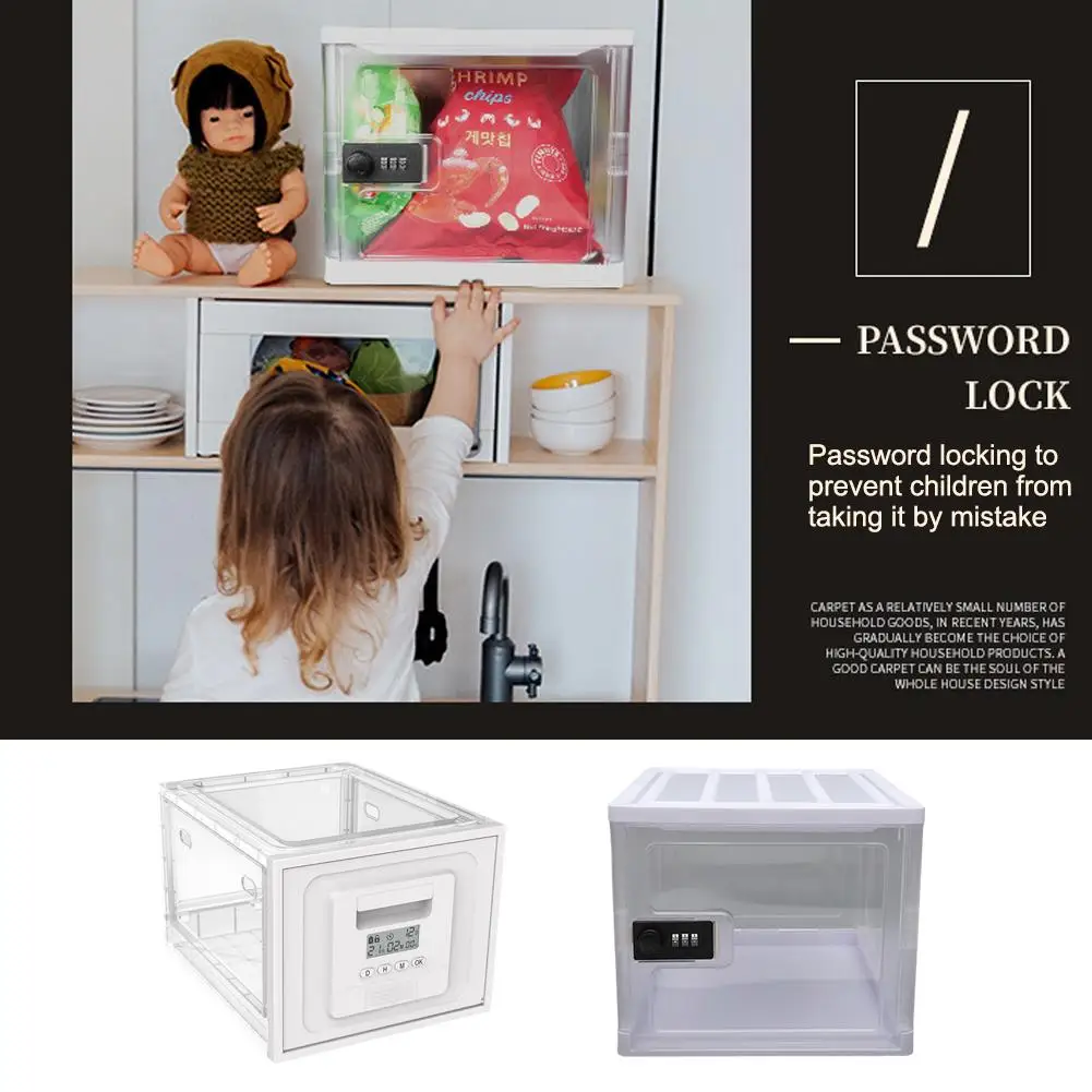 

Timer Lock Storage Case Password Lock Storage Case Organizer Box for Makeup Snack Food Storage Container Holder L4T4