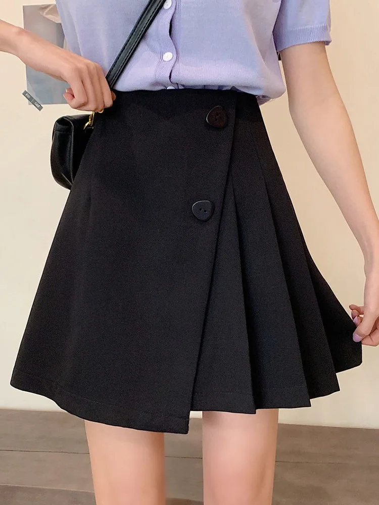 

High Waist Casual Women A-Line Mini Skirts Summer 2022 New Arrival Fashion Irregular pleated short skirt Female W1116