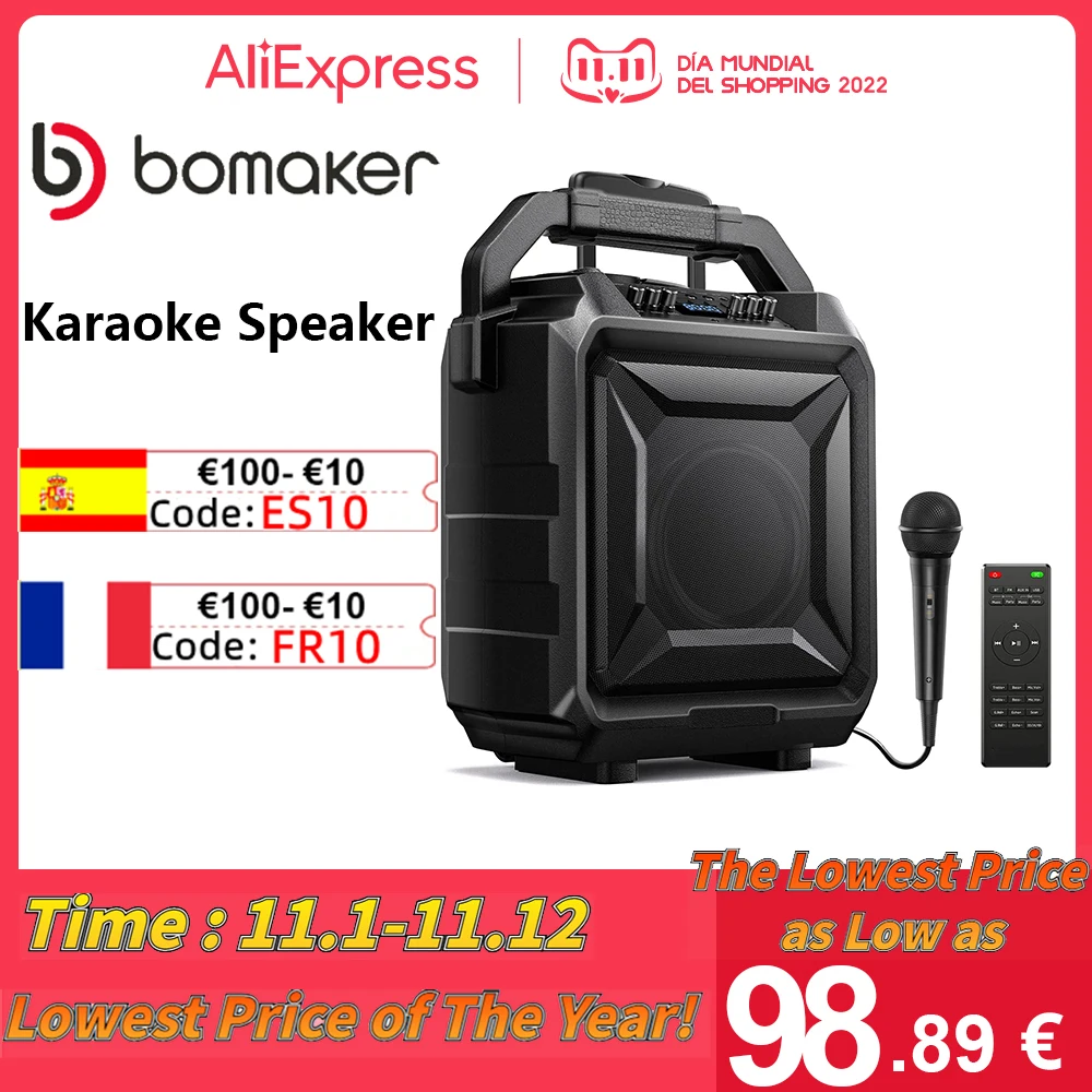 

BOMAKER Wireless Microphone Mobile Wireless Karaoke Speaker Bluetooth Speaker with Wireless Stereo Home Party speaker 600W