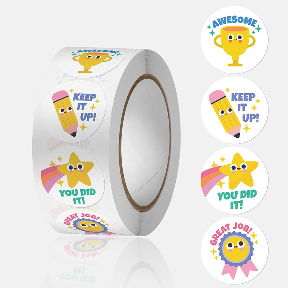 

100-500pcs 1inch Round Cartoon Toys Stars Stickers For Kids Teacher Reward Encourage Sticker Office Seal Label Animal Label