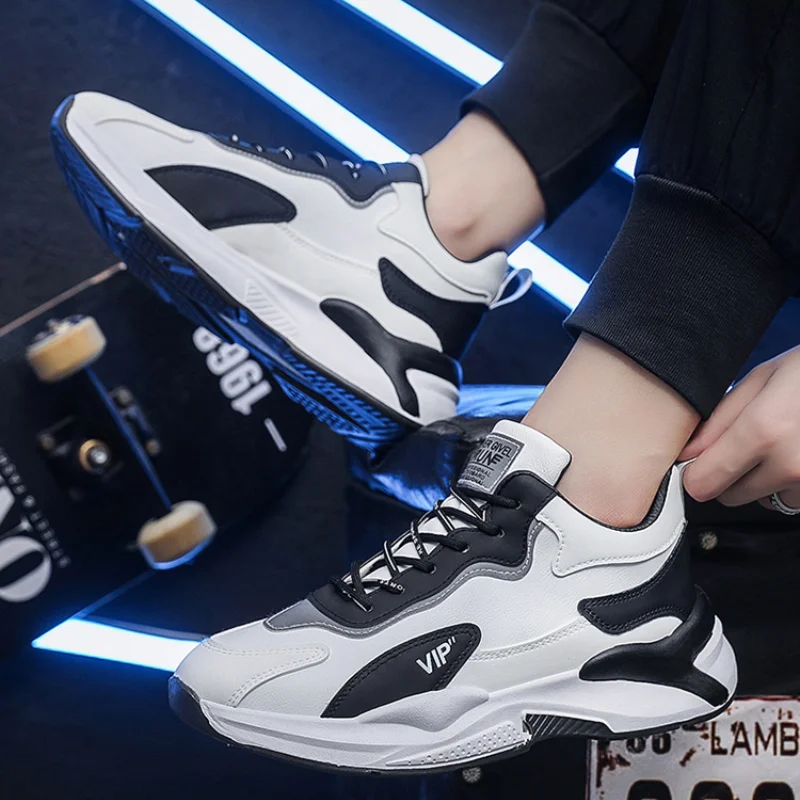 Осенняя мужская вулканизированная обувь удобная спортивная на толстой подошве