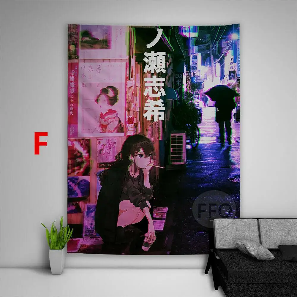 

Anime Illustration Girl Tapestry Japanese Art Wall Poster Hanging Tapestry Blanket Sofa Table Cover Home Decor Tapestry