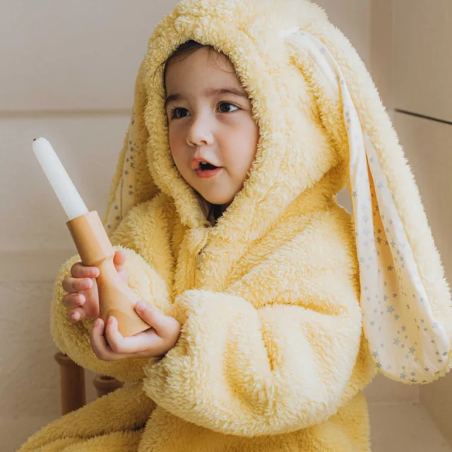 Cute Girls Winter Loose Rabbit Romper Slouchy Comfortable Zipper Jumpsuit Hooded Pajamas Baby Boys Plush Homewear Infant Outfits 5