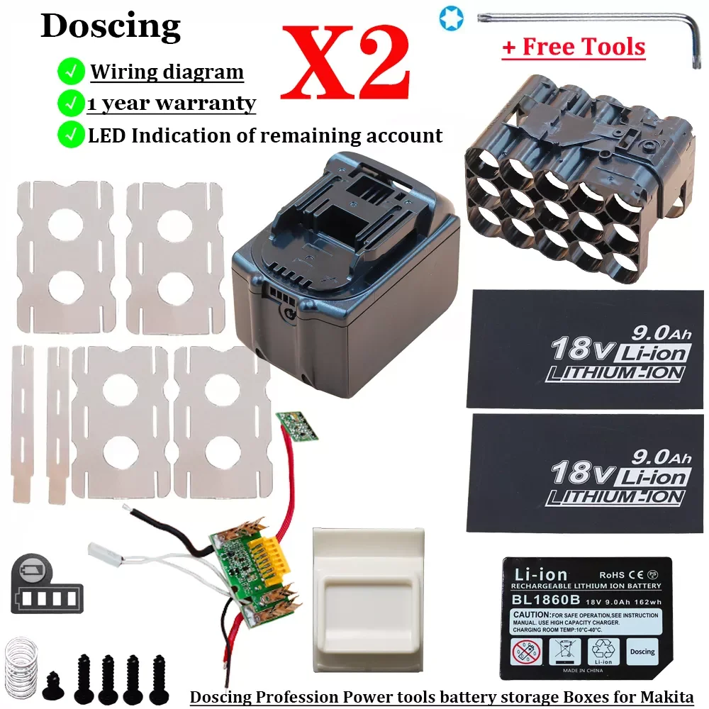 

BL1890 Battery Case PCB Charging Protection Board Shell Box For MAKITA 18V BL1860 9.0Ah 6.0Ah LED Li-ion Battery Indicator