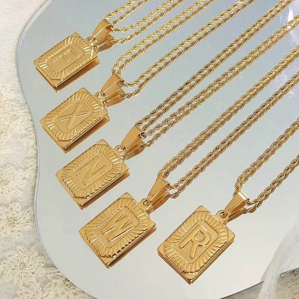 

316L Stainless Steel Trend 26 Letters Necklace For Women Pendant Collar Initial Necklaces For Women Jewelry Gifts