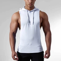 mens muscle fitness workout tank tops gym soft drawstring sleeveless hoodies bodybuilding sweatshirts