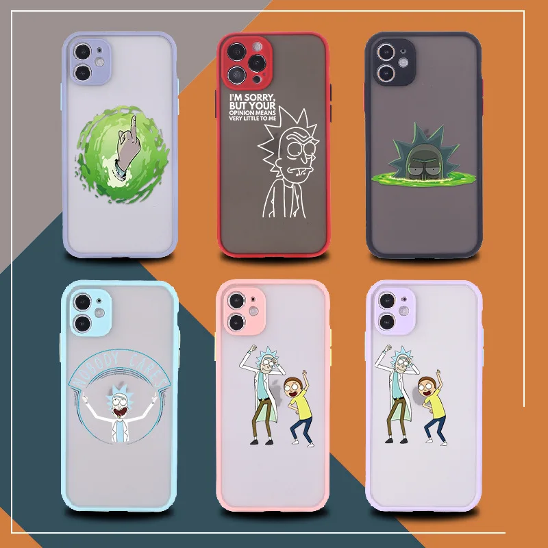 

For iPhone 7 8 Plus Case Cartoon Rick Cover for iPhone 11 12 13 Pro X XR XS Max Mini Shockproof Phone Case iPhone 11 Case