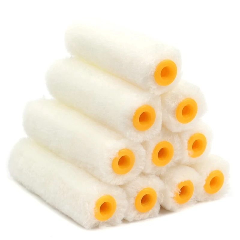 

10 4-Inch Mini Roller Brush Heads With Pure White Cotton Thread, Paint Corners, Small Roller Brush DIY Corner Brush Tool