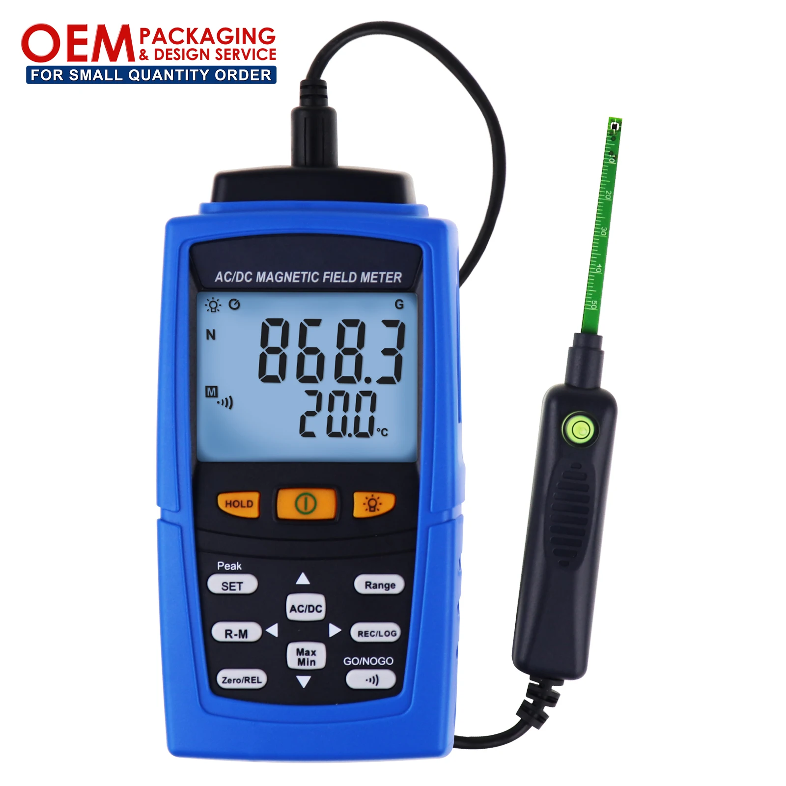 

AC / DC Gaussmeter Magnetic Field 3000mT (30000 Gauss) Strength Meter Teslameter Magnetometer (OEM Packaging Available)