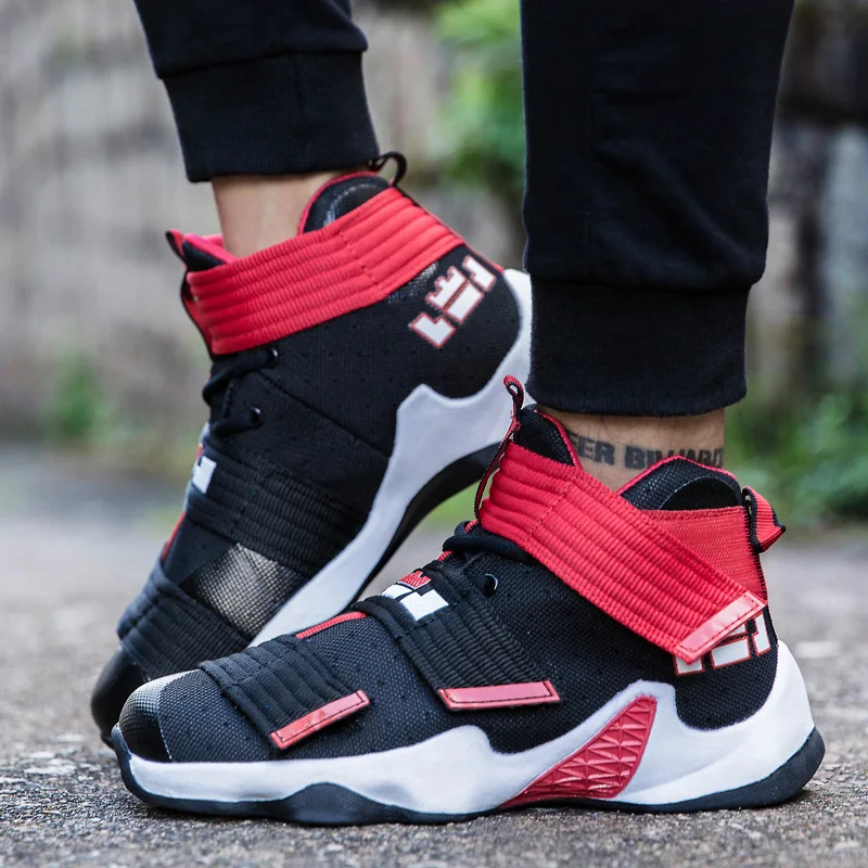 Men High Top Basketball Shoes 2023 New Pattern Breathable Anti Slip Athletic Couple Sneaker Lace Up Training Footwear for Women