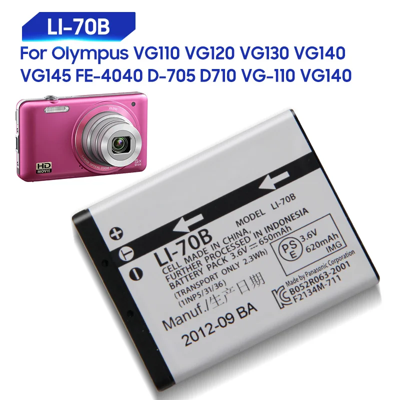 

Original Replacement Battery For Olympus VG145 FE-4040 VG110 VG120 D710 VG-110 VG140 VG130 VG140 D-705 LI-70B Genuine 650mAh
