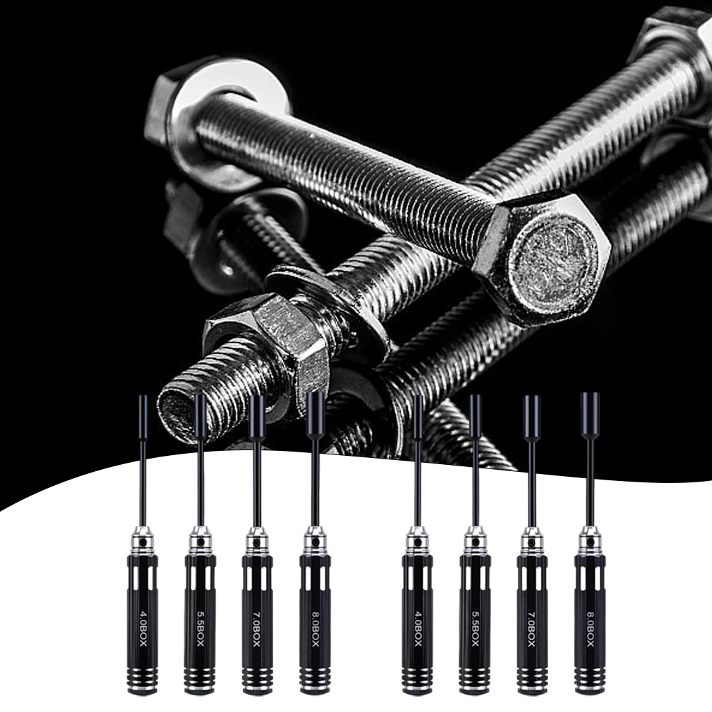 

4pcs Hex Nut Drivers Screw driver Tools Kit Set for RC Helicopter RC Toys 4.0/5.5/7.0/8.0mm Metal NUT Key Socket Screwdrivers