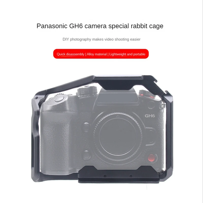 

Camera Cage Built-In Arca-Swiss Quick Release Plate With 1/4 Thread Holes For Panasonic LUMIX GH6