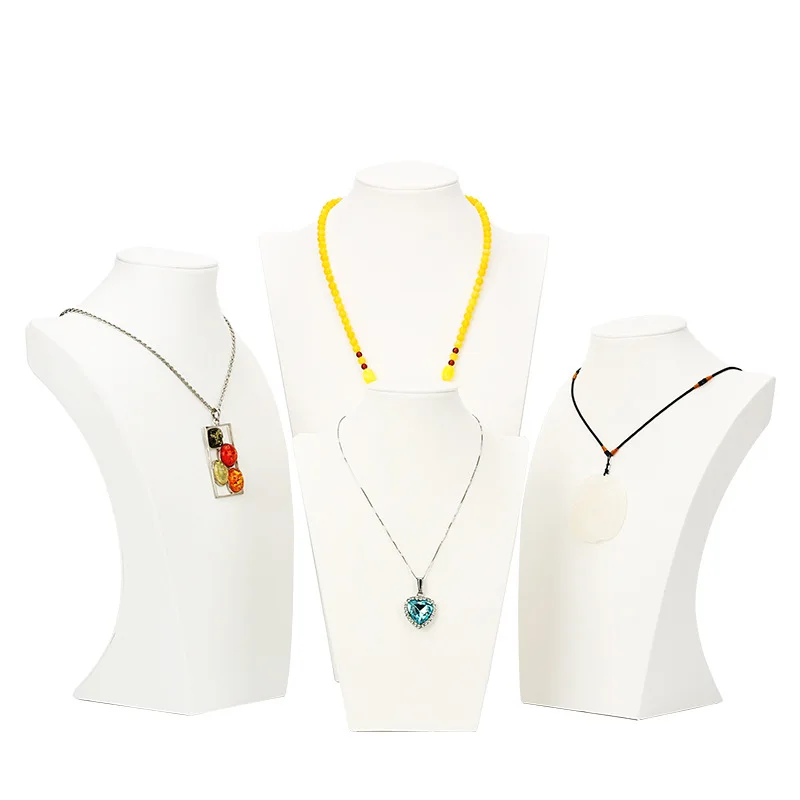 PU Lether Portrait Necklace Display Stand Holder Jewellry Mannequin Bust for Necklace Pendant Window Display 23cm~36cm Heigh