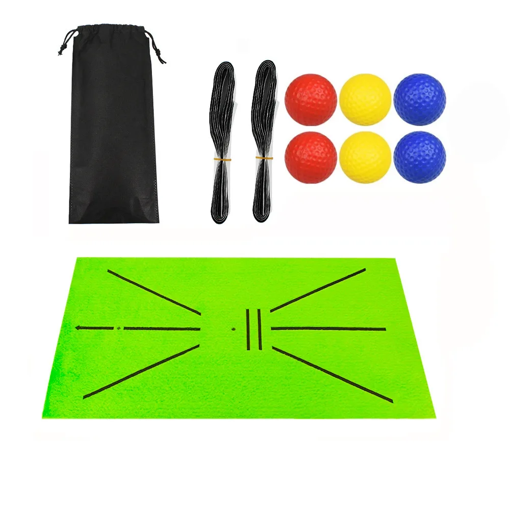 

Golf Swing Mat Hitting Batting Direction Mark Trace Indoor Home 11.8x 23.6inch Golf Swing Training Pad w Practice Ball