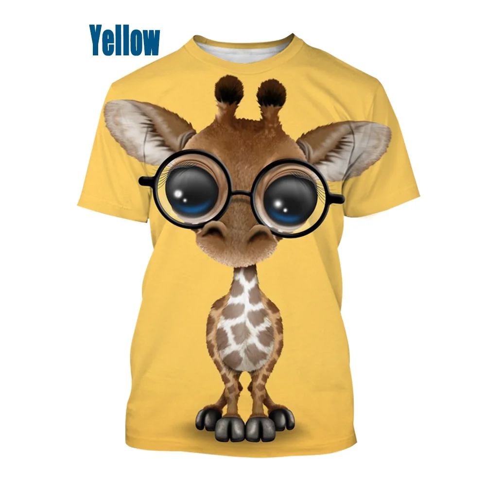 

Funny Animal Giraffe 3d Printed T-shirt Summer Fashion Unisex Casual Harajuku Street Style Round Neck Short-sleeved T-shirt Kids