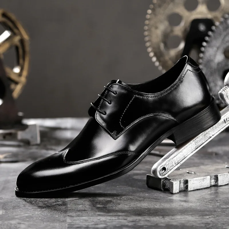 

2022 new British cowhide formal dress low-top leather shoes men's large size single shoes business leather shoes