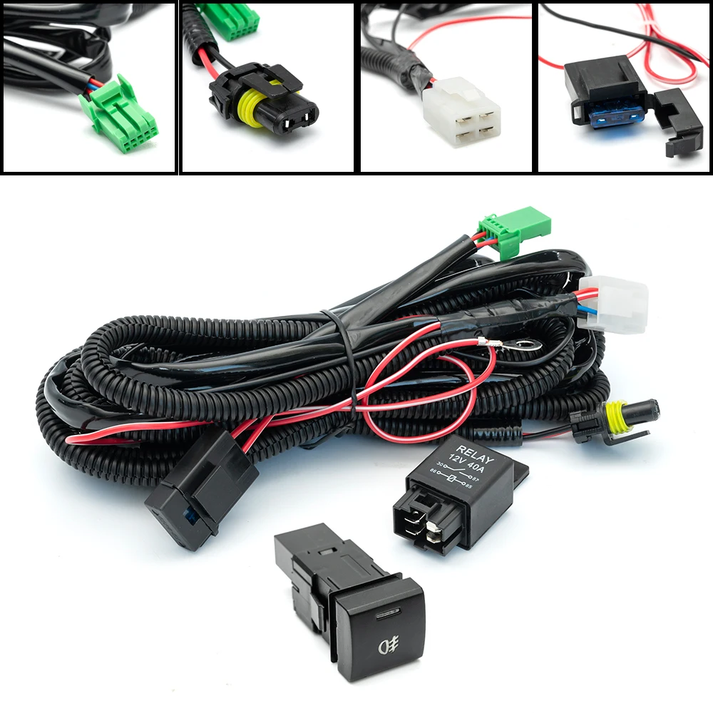 

H10 9145 H12 HB3 9005 HB4 9006 HIR2 9012 Fog Light On/Off Switch 40A Relay Fuse Wiring Harness Kits For Toyota For Nissan Honda