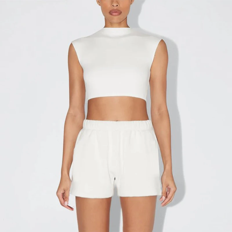 Женский спортивный костюм из двух предметов флуоресцентный зеленый короткий топ