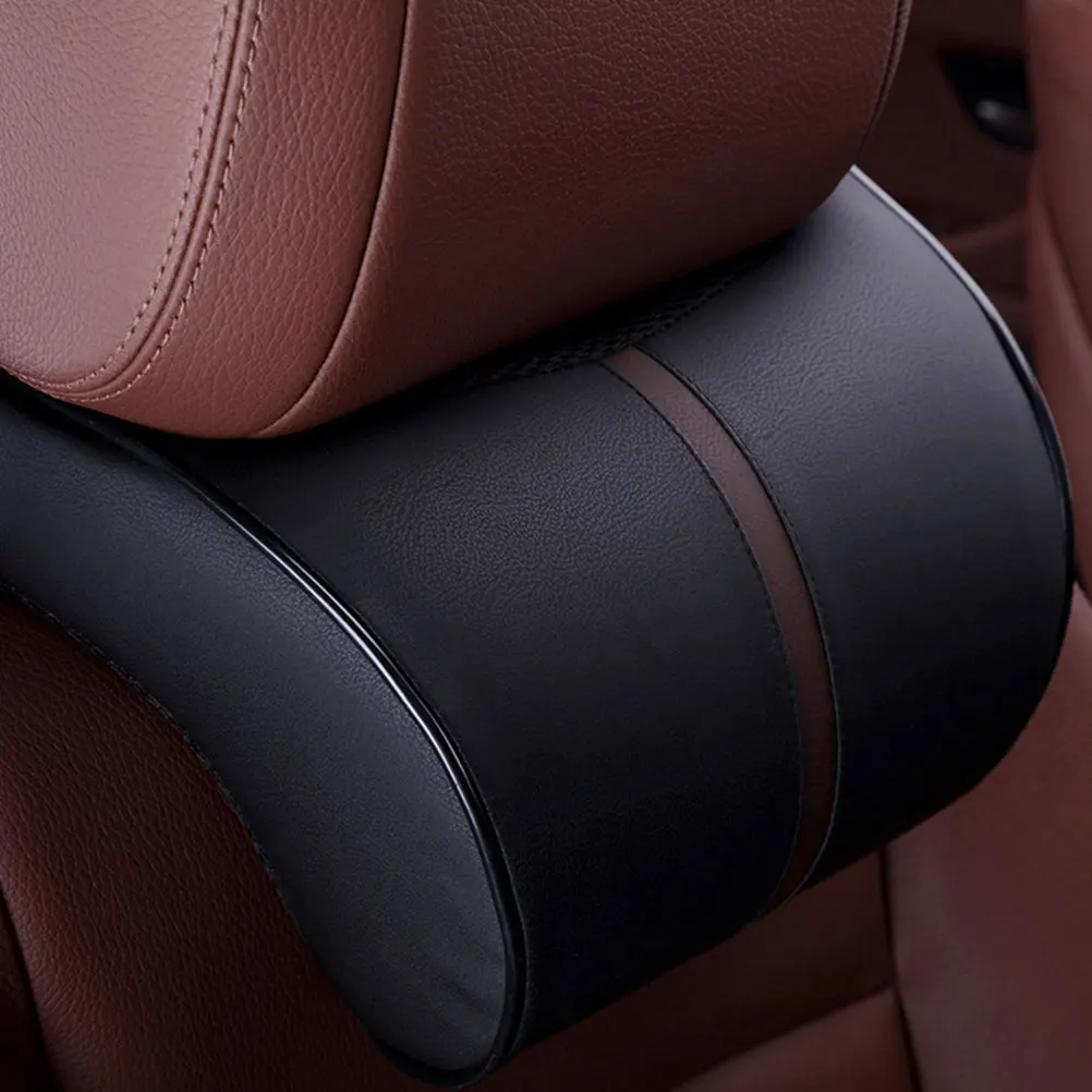 

U-shape Universal Car Seat Headrest Memory Neck Head Rest Buckle Install Style Cushion Headrest for Vehicle Auto (Black)
