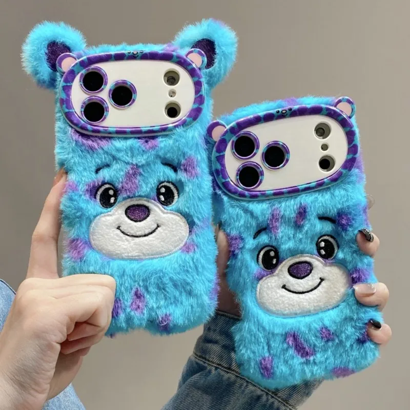 Фото Плюшевый 3D-чехол для телефона Disney Monsters Inc. Салли с пушистым ремешком на запястье для iPhone 17, 17 Pro, 16, 15, 14 Plus, 13, 12, 11 Pro Max, Air №2