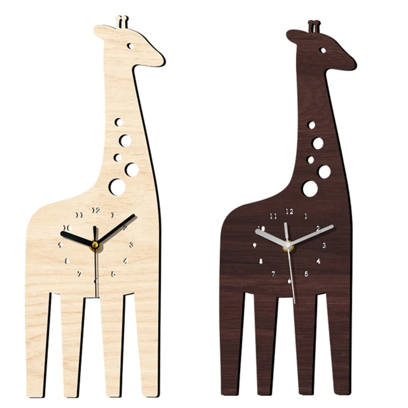 

Giraffe Wood Clock Hanging Digital Display UV Printed Decorative Ornament for Home Baby Room Play Room Decoration Crafts