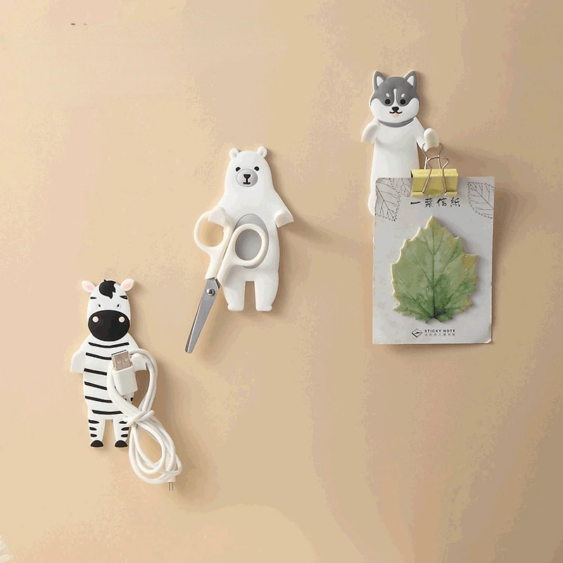 

Non-porous Creative Glue Hook, Door Key, Bathroom, Toilet, Kitchen, Paste, Cartoon Animal Hook, Home Decoration Accessories