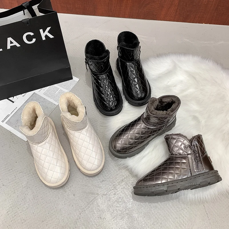 

Alo cnc 2022 New Autumn and Winter Comfortable Velvet Thickened Short Tube Cotton Shoes Metal Zipper Short Boots