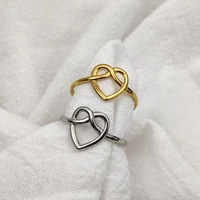 fashion open stainless steel rings women heart shaped adjustable rings couple jewelry wholesale anillos acero inoxidable mujer