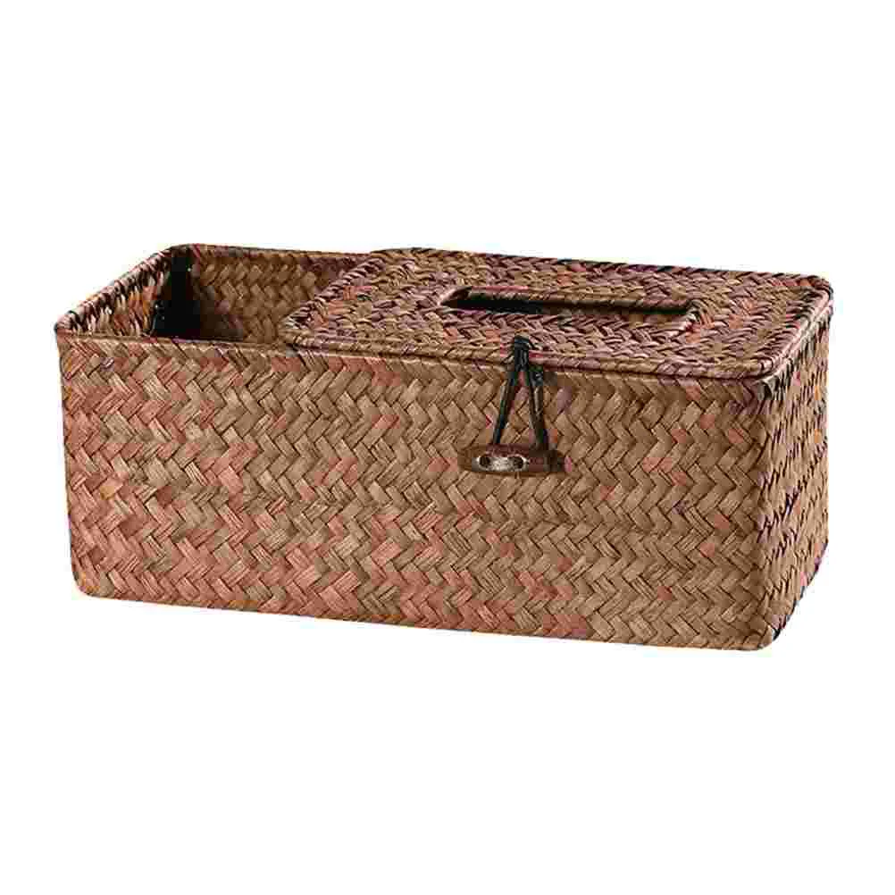 

1PC Woven Storage Bin Woven Bathroom Storage Desktop Napkin Organizer Tissue Box Holder Desk Storage Box